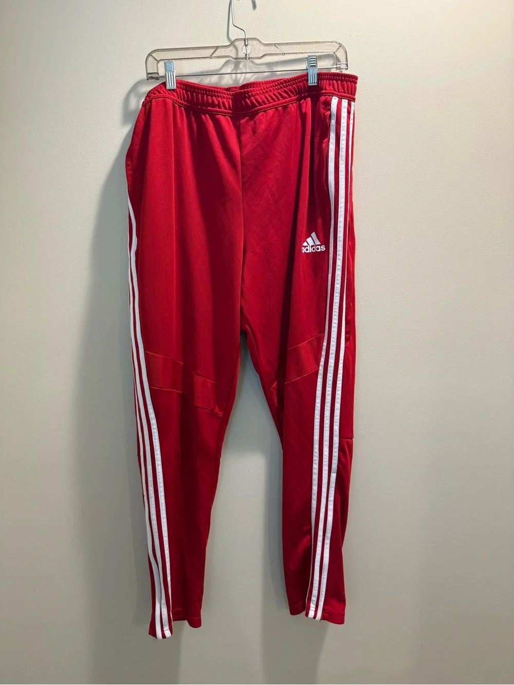 adidas men’s Red Track Pants with 3-Stripes